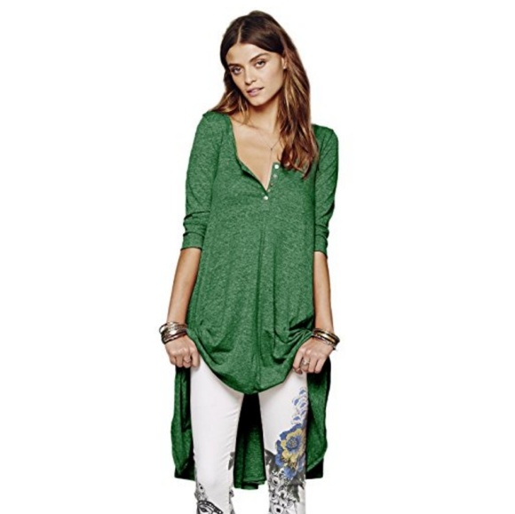 boho henley dress / tunic top - Picture 2 of 6